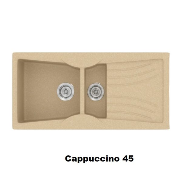 Cappuccino Modern 1,5 Bowl Composite Kitchen Sink with Drainer 104x51 Classic 329 Sanitec