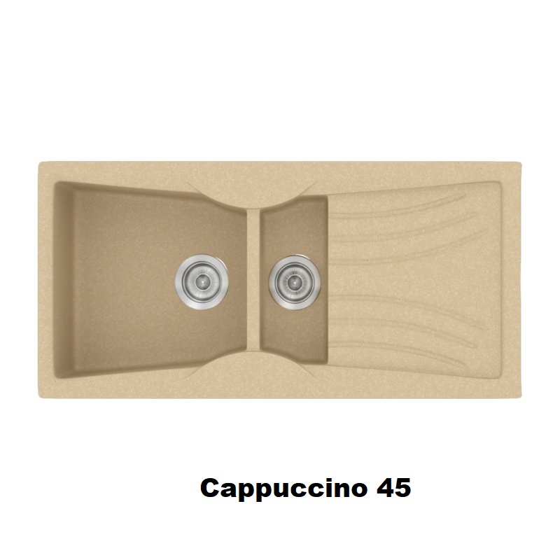 Cappuccino Modern 1,5 Bowl Composite Kitchen Sink with Drainer 104×51 Classic 329 Sanitec