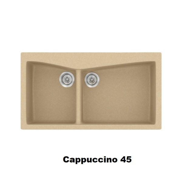 Καπουτσινο νεροχυτης κουζινας συνθετικος με 2 γουρνες 93χ51 Cappuccino 45 Classic 326 Sanitec