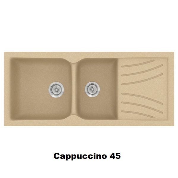 Cappuccino Modern 2 Bowl Composite Kitchen Sink with Drainer 115x50 Classic 323 Sanitec