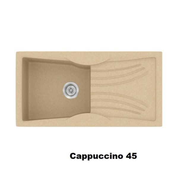Cappuccino Modern 1 Bowl Composite Kitchen Sink with Drainer 99x51 Classic 328 Sanitec