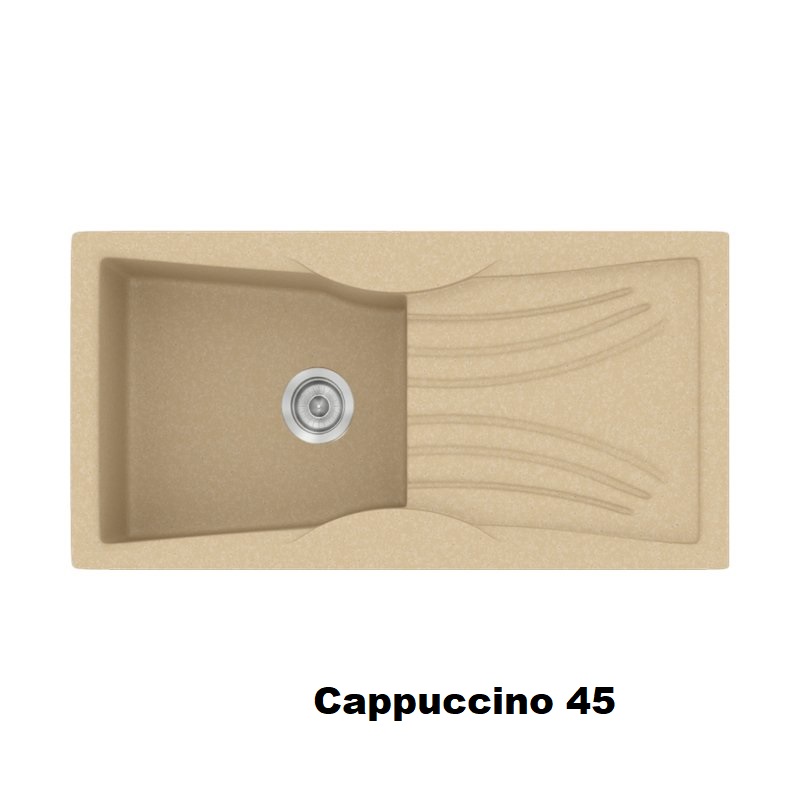 Cappuccino Modern 1 Bowl Composite Kitchen Sink with Drainer 99×51 Classic 328 Sanitec