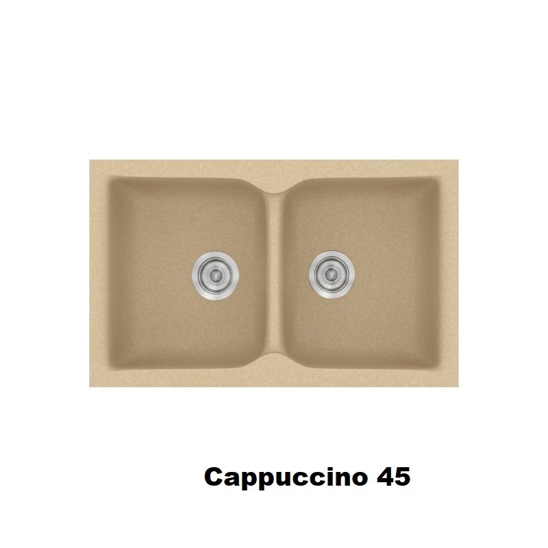 Καπουτσινο συνθετικος νεροχυτης κουζινας μοντερνος διπλος 81χ50 Cappuccino 45 Classic 322 Sanitec