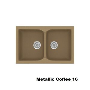 Καφε διπλοι συνθετικοι νεροχυτες κουζινας μοντερνοι 78χ50 Metallic Coffee 16 Classic 340 Sanitec