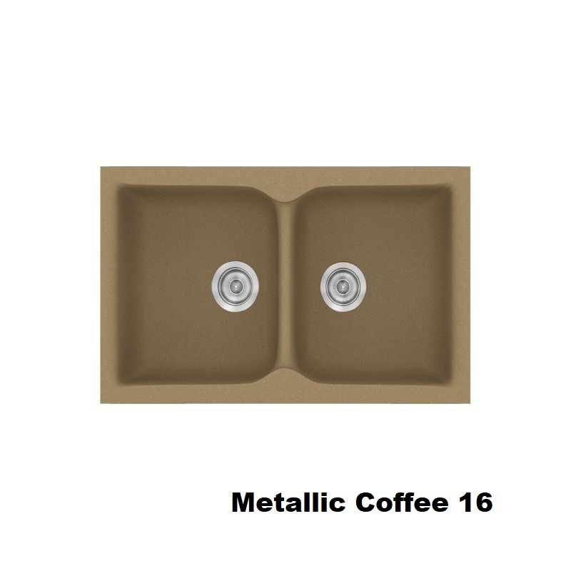 Καφε διπλοι νεροχυτες κουζινας μοντερνοι συνθετικοι 78χ50 Metallic Coffee 16 Classic 340 Sanitec