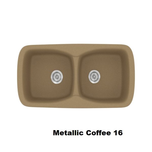 Καφε μοντερνοι διπλοι συνθετικοι νεροχυτες κουζινας 93χ51 Metallic Coffee 16 Classic 319 Sanitec