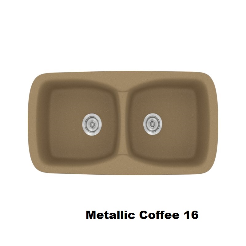 Καφε διπλοι συνθετικοι νεροχυτες κουζινας μοντερνοι 93χ51 Metallic Coffee 16 Classic 319 Sanitec