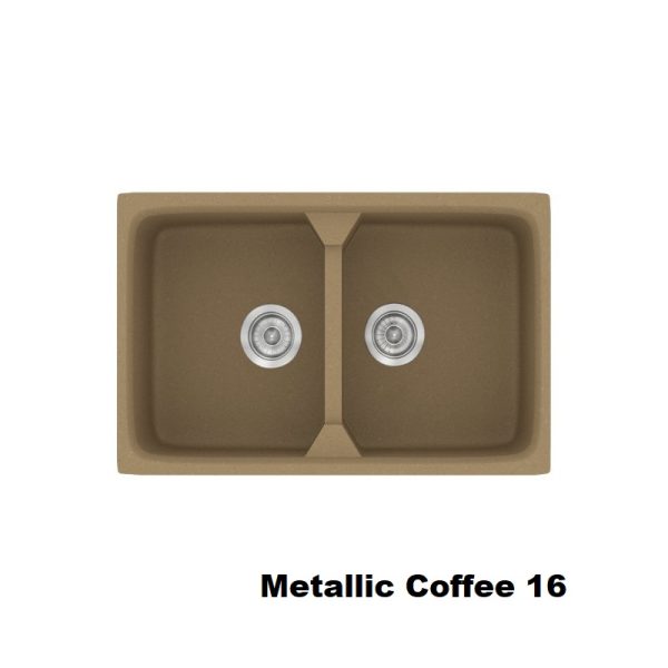 Καφε συνθετικος διπλος νεροχυτης κουζινας μοντερνος 78χ51 Metallic Coffee 16 Classic 318 Sanitec