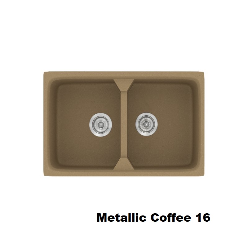 Καφε διπλος νεροχυτης κουζινας συνθετικος μοντερνος 78χ51 Metallic Coffee 16 Classic 318 Sanitec