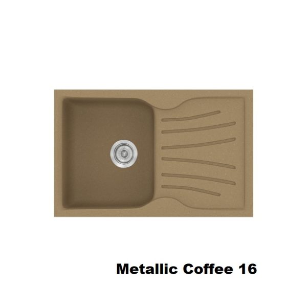 Καφε συνθετικος νεροχυτης για κουζινα με 1 γουρνα και μαξιλαρι 78χ50 Metallic Coffee 16 Classic 327 Sanitec