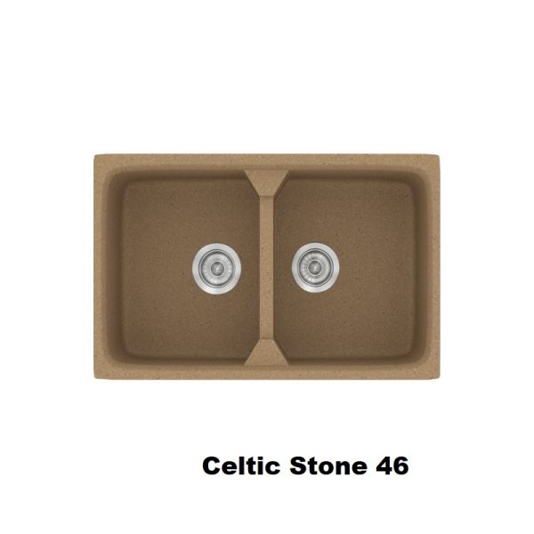 Καφε συνθετικος μοντερνος διπλος νεροχυτης κουζινας 78χ51 Celtic Stone 46 Classic 318 Sanitec