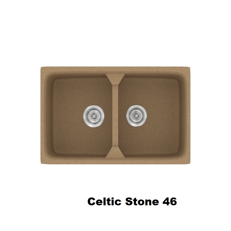 Καφε μοντερνος διπλος συνθετικος νεροχυτης κουζινας 78χ51 Celtic Stone 46 Classic 318 Sanitec