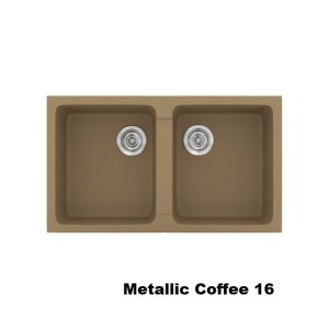Καφε συνθετικος μοντερνος νεροχυτης κουζινας με δυο γουρνες 86χ50 Metallic Coffee 16 Classic 334 Sanitec