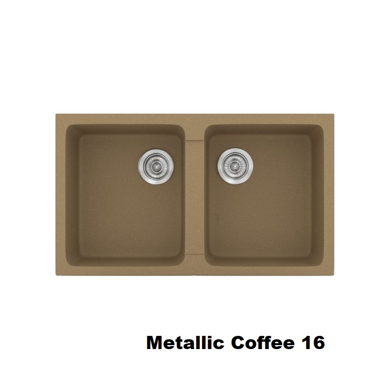 Καφε μοντερνος συνθετικος νεροχυτης κουζινας με δυο γουρνες 86χ50 Metallic Coffee 16 Classic 334 Sanitec