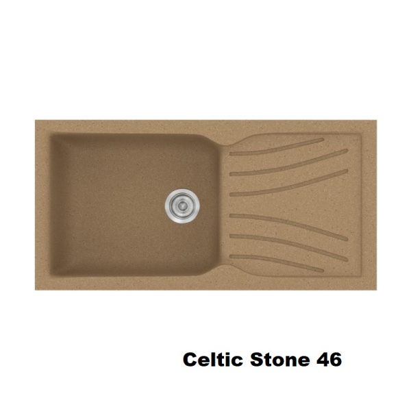 Celtic Stone Brown Modern 1 Bowl Composite Kitchen Sink with Drainer 100x50 Classic 324 Sanitec