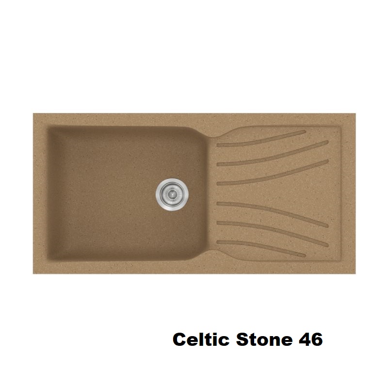 Celtic Stone Brown Modern 1 Bowl Composite Kitchen Sink with Drainer 100×50 Classic 324 Sanitec