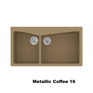 Καφε μοντερνοι νεροχυτης κουζινας με 2 γουρνες συνθετικοι 93χ51 Metallic Coffee 16 Classic 326 Sanitec