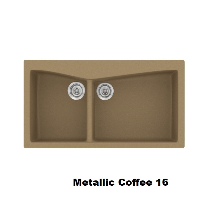 Καφε νεροχυτης κουζινας με 2 γουρνες μοντερνοι συνθετικοι 93χ51 Metallic Coffee 16 Classic 326 Sanitec
