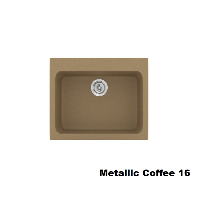 Καφε νεροχυτης κουζινας μικρος μοντερνος συνθετικος με μια γουρνα 60χ50 Metallic Coffee 16 Classic 331 Sanitec