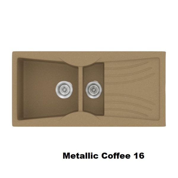 Καφε συνθετικος νεροχυτης για κουζινα με 1,5 γουρνες και ποδια 104χ51 Metallic Coffee 16 Classic 329 Sanitec