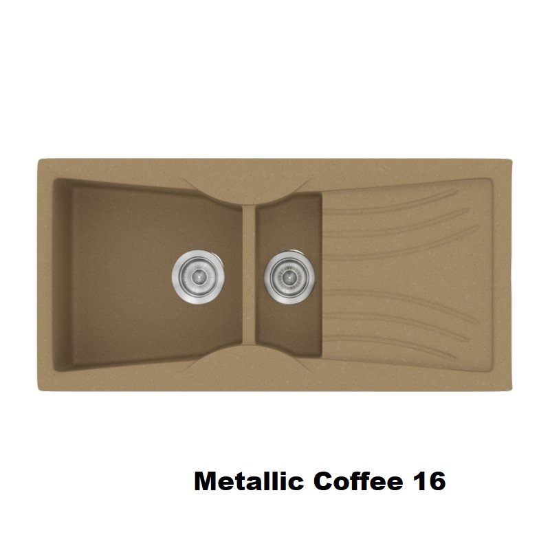 Καφε νεροχυτης συνθετικος για κουζινα με 1,5 γουρνες και ποδια 104χ51 Metallic Coffee 16 Classic 329 Sanitec