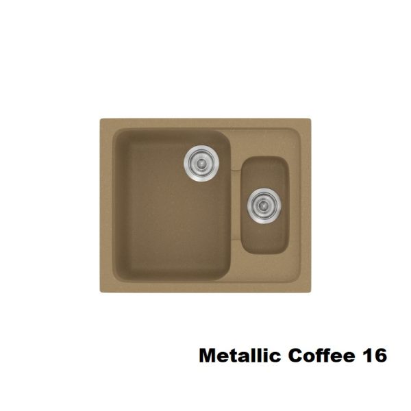 Καφε μικρος νεροχυτης συνθετικος για κουζινα με 1,5 γουρνες 62χ51 Metallic Coffee 16 Classic 330 Sanitec