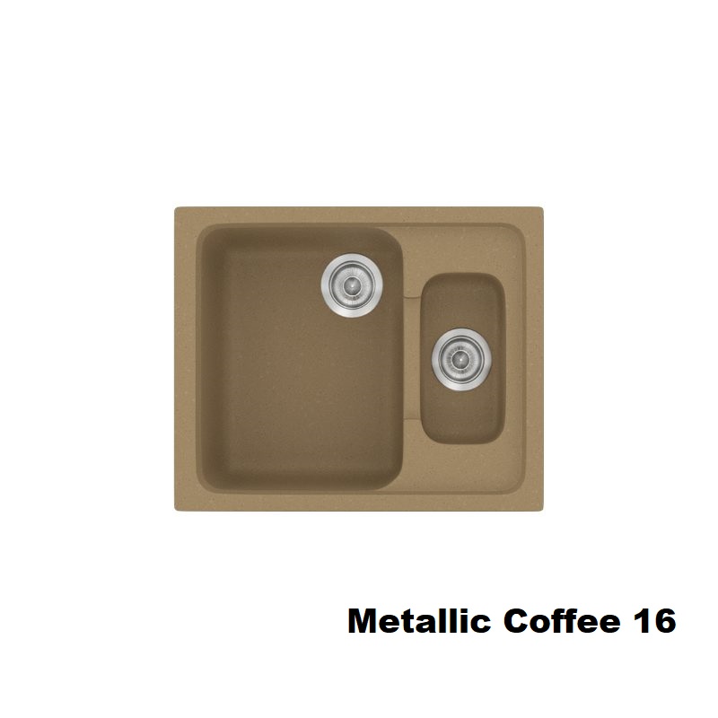 Καφε νεροχυτης συνθετικος μικρος για κουζινα με 1,5 γουρνες 62χ51 Metallic Coffee 16 Classic 330 Sanitec