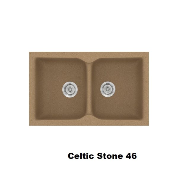 Brown Celtic Stone Modern 2 Bowl Composite Kitchen Sink 81x50 Classic 322 Sanitec