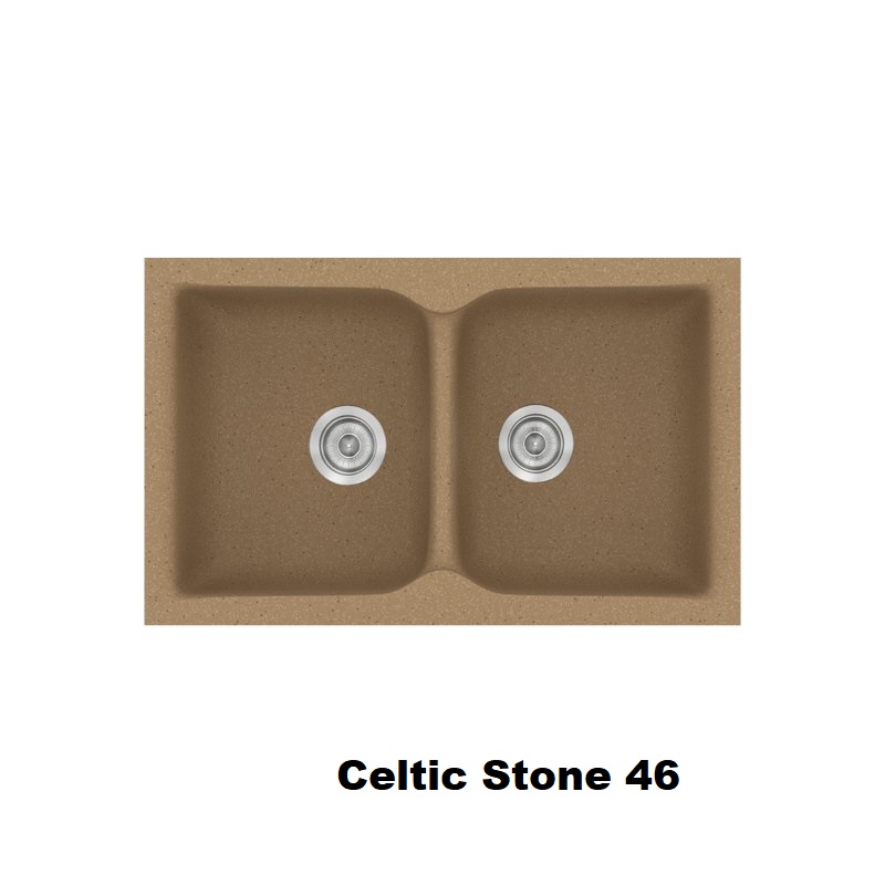 Brown Celtic Stone Modern 2 Bowl Composite Kitchen Sink 81×50 Classic 322 Sanitec