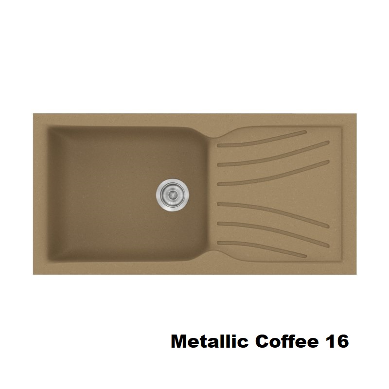 Metallic Coffee Modern 1 Bowl Composite Kitchen Sink with Drainer 100×50 Classic 324 Sanitec