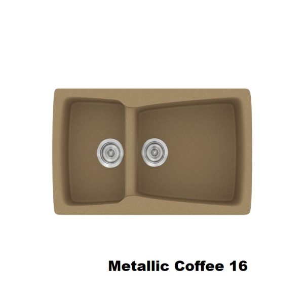 Metallic Coffee Modern 1.5 Bowl Composite Kitchen Sink 79x50 Classic 320 Sanitec