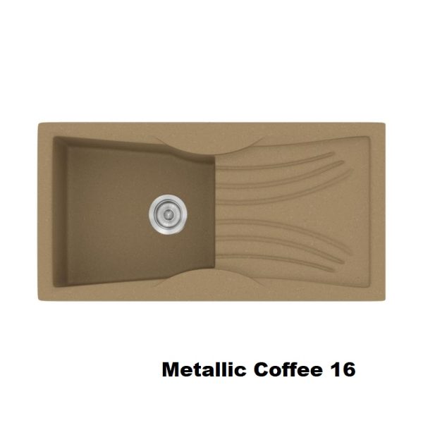 Coffee Modern 1 Bowl Composite Kitchen Sink with Drainer 99x51 Classic 328 Sanitec