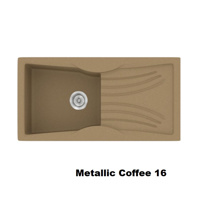 Καφε συνθετικος νεροχυτης για κουζινα με 1 γουρνα και μαξιλαρι 99χ51 Metallic Coffee 16 Classic 328 Sanitec