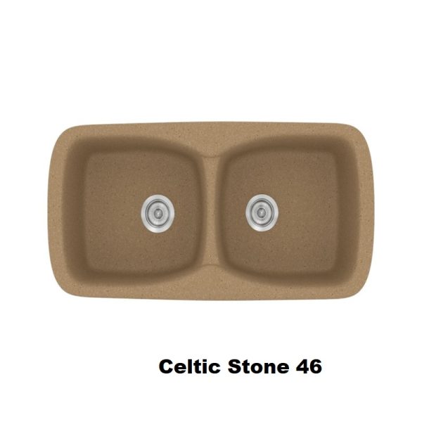 Καφε μοντερνος συνθετικος νεροχυτης κουζινας με δυο γουρνες 93χ51 Celtic Stone 46 Classic 319 Sanitec