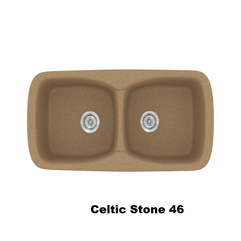 Καφε συνθετικος νεροχυτης κουζινας με δυο γουρνες μοντερνος 93χ51 Celtic Stone 46 Classic 319 Sanitec