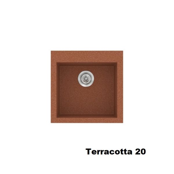 Terracotta Red Modern 1 Bowl Small Composite Kitchen Sink 50x50 Classic 339 Sanitec