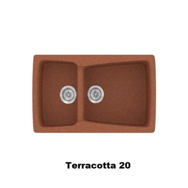 Terracotta Red Modern 1.5 Bowl Composite Kitchen Sink 79x50 Classic 320 Sanitec