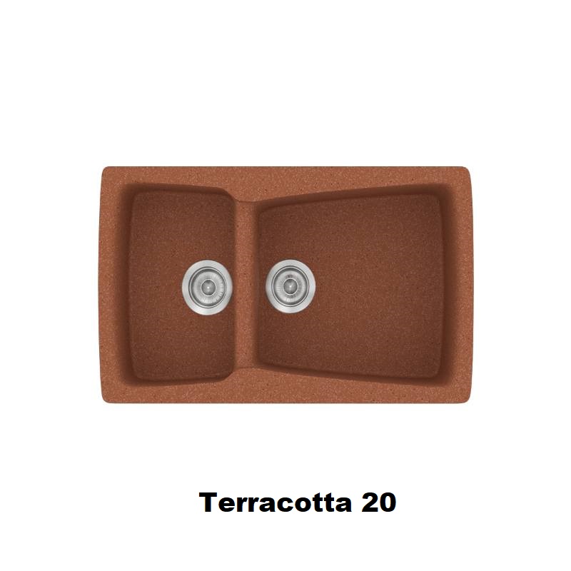 Terracotta Red Modern 1.5 Bowl Composite Kitchen Sink 79×50 Classic 320 Sanitec