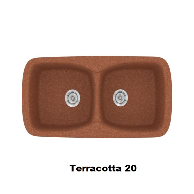 Terracotta Red Modern 2 Bowl Composite Kitchen Sink 93×51 Classic 319 Sanitec