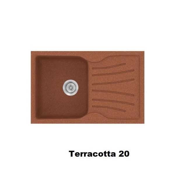 Terracotta Red Modern 1 Bowl Composite Kitchen Sink with Drainer 78x50 Classic 327 Sanitec