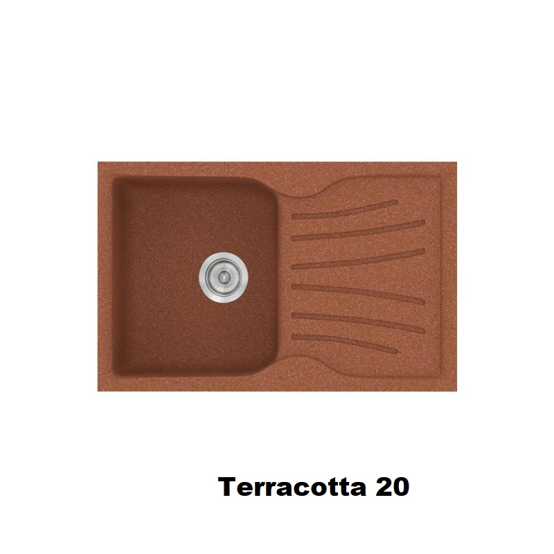 Terracotta Red Modern 1 Bowl Composite Kitchen Sink with Drainer 78×50 Classic 327 Sanitec