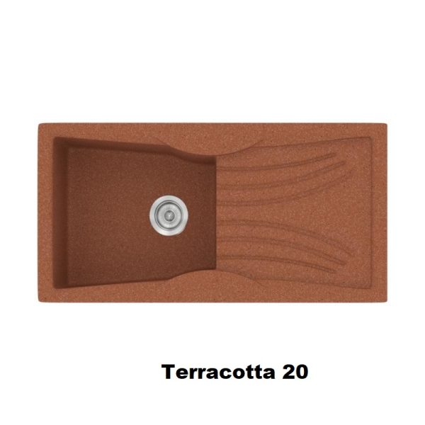 Terracotta Red Modern 1 Bowl Composite Kitchen Sink with Drainer 99x51 Classic 328 Sanitec