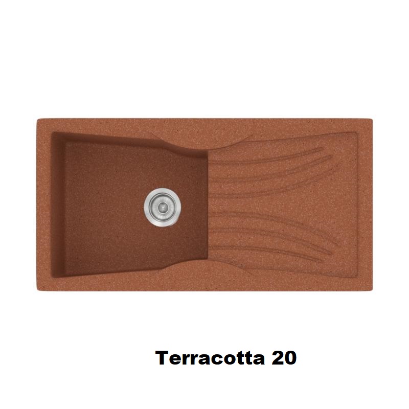 Terracotta Red Modern 1 Bowl Composite Kitchen Sink with Drainer 99×51 Classic 328 Sanitec