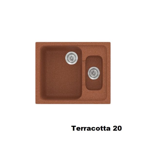 Terracotta Red Modern 1,5 Bowl Composite Kitchen Sink 62x51 Classic 330 Sanitec