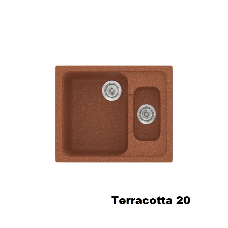 Κοκκινοι συνθετικοι νεροχυτες μικροι για την κουζινα με 1,5 γουρνες 62χ51 Terracotta 20 Classic 330 Sanitec