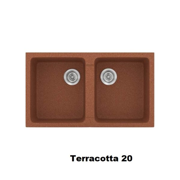 Terracotta Red Modern 2 Bowl Composite Kitchen Sink 86x50 Classic 334 Sanitec