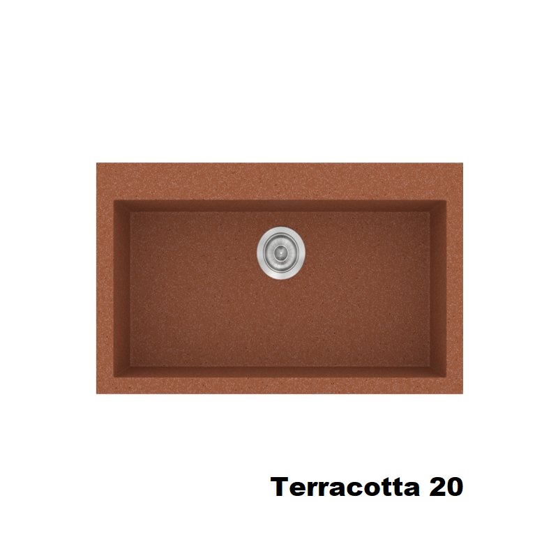 Terracotta Red Modern 1 Large Bowl Composite Kitchen Sink 79×50 Classic 333 Sanitec