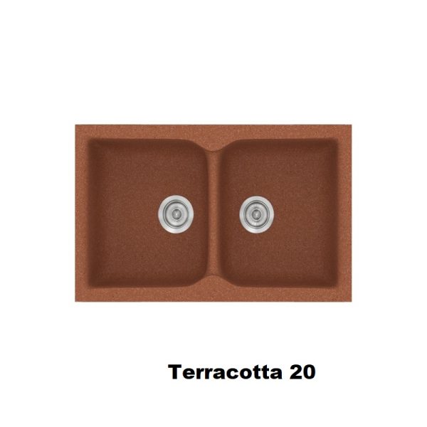 Terracotta Red Modern 2 Bowl Composite Kitchen Sink 78x50 Classic 340 Sanitec