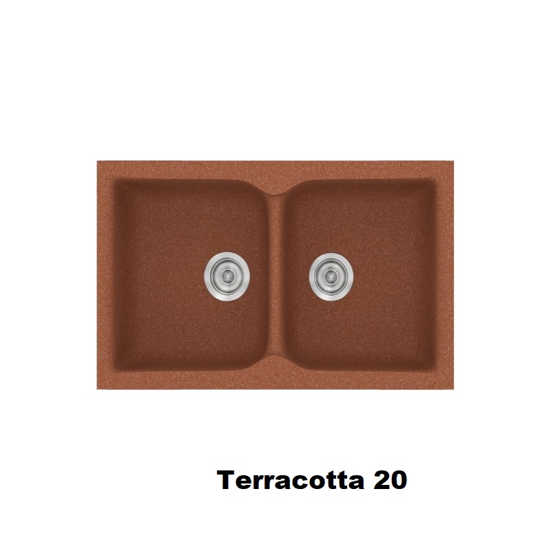 Terracotta Red Modern 2 Bowl Composite Kitchen Sink 78×50 Classic 340 Sanitec