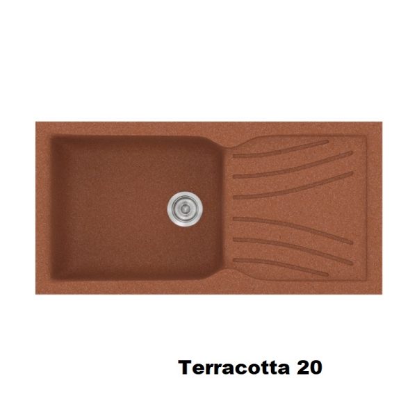 Terracotta Red Modern 1 Bowl Composite Kitchen Sink with Drainer 100x50 Classic 324 Sanitec
